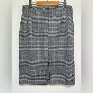 H&M | Glen Plaid Pencil Skirt | Stretch Waist Midi | Classic Workwear | Size L